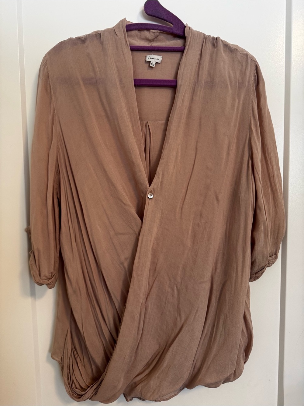Talula Soft Taupe Draped Women's Blouse